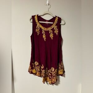 NWT California Women One Size Sequin Embroidered Tank